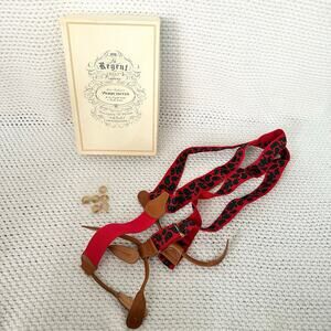 The Regent Belt Company New Open Box Red Green Paisley Print Suspenders Buttons